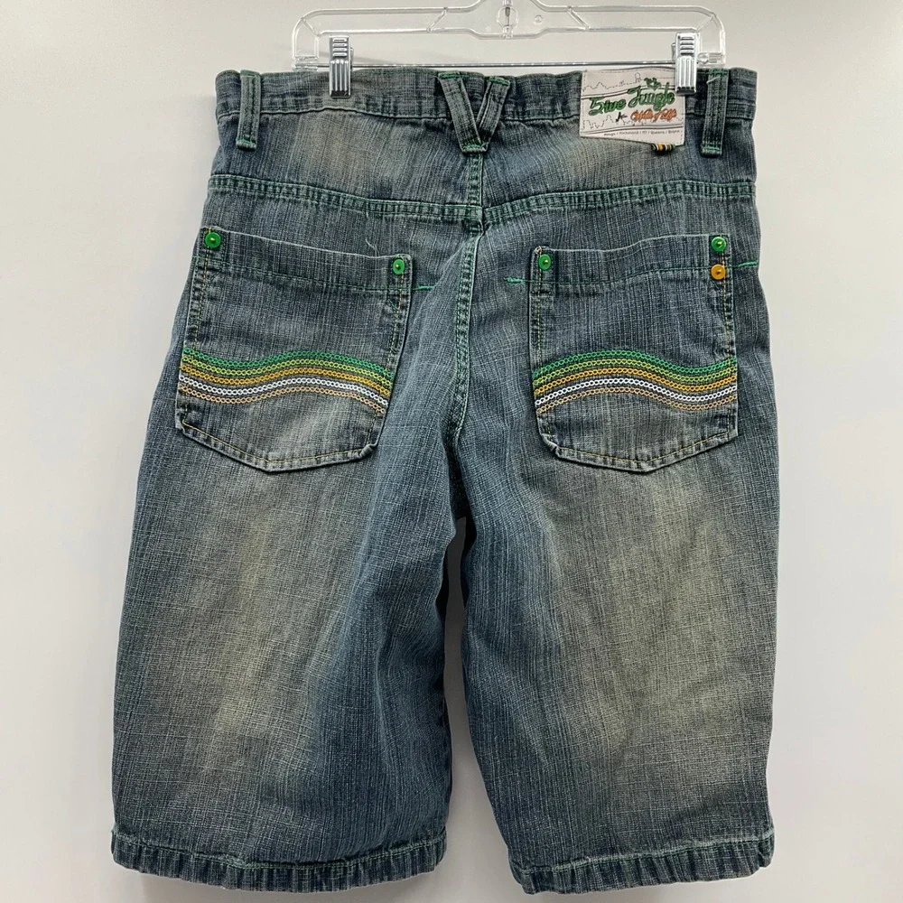 5ive Jungle Denim Shorts 36 Baggy Hip Hop Streetwear Y2K Grungecore Urban Skater